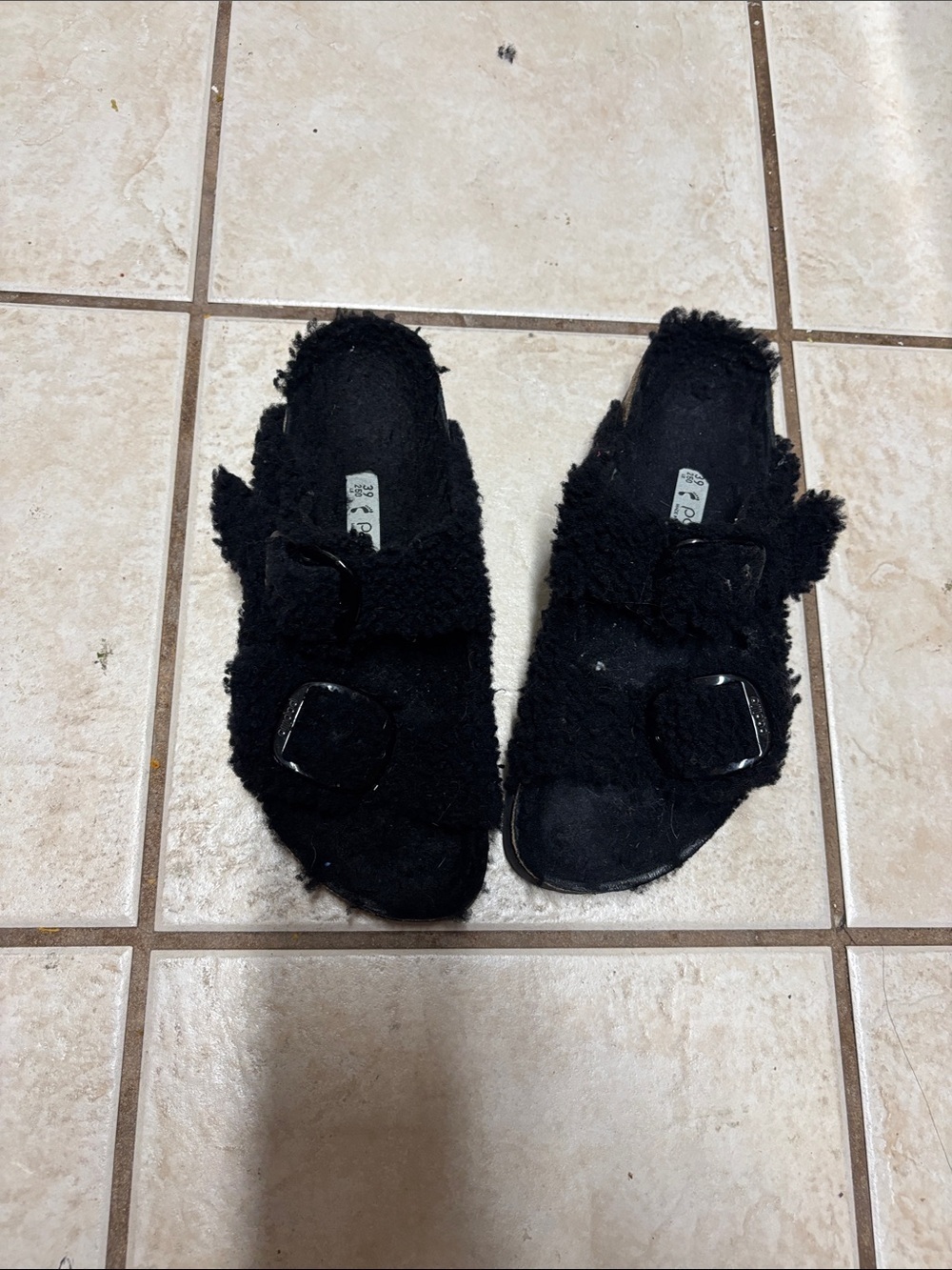 Birkenstock Papillio Arizona Shearling Big Sandals Buckle Teddy black Size 39